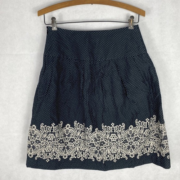 Ann Taylor LOFT Size 0 Black Polka Dot Skirt - Picture 4 of 8